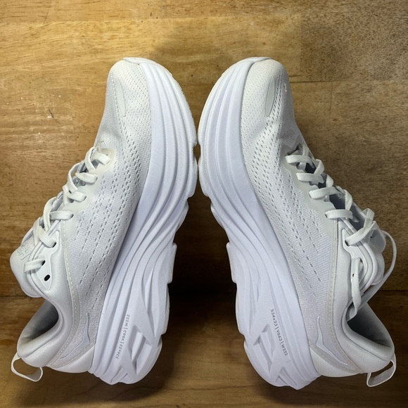 Hoka One One Bondi 8 REFLECTIVE Womens Size 8 Running Shoes Sneakers White - Picture 7 of 13